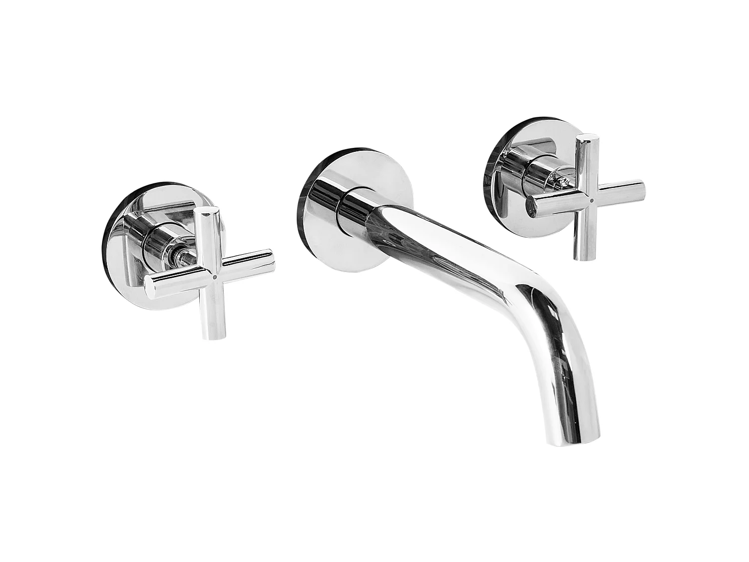 Wall Mounted Basin Mixer Tap KAIETEUR Brass Silver