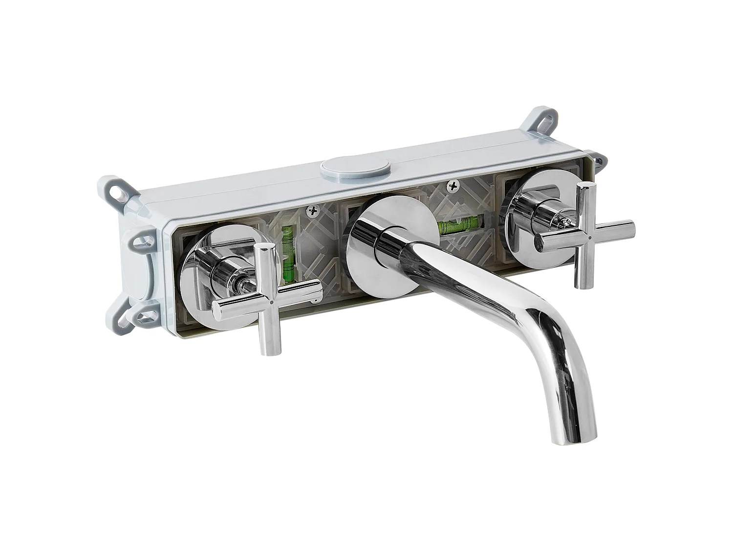 Wall Mounted Basin Mixer Tap KAIETEUR Brass Silver