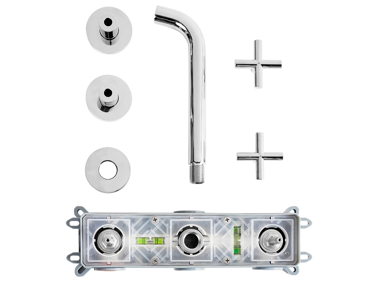 Wall Mounted Basin Mixer Tap KAIETEUR Brass Silver