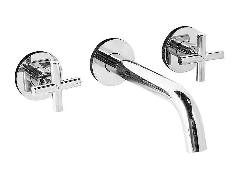 Robinet de lavabo mural KAIETEUR Laiton Argenté