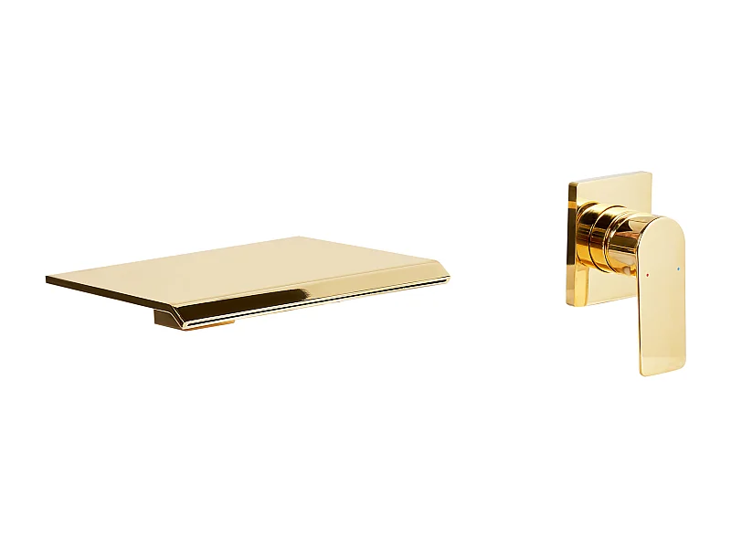 Robinet de lavabo mural APONWAO Laiton Doré