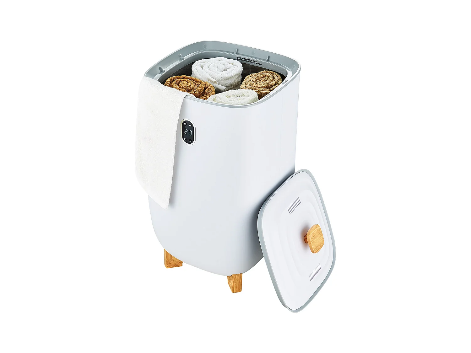 Handtuchtrockner SucceBuy, Handtuchwärmer-Eimer 35L, LED-Bildschirm, Trocknungsfunktion, Zeitgerät, Weiß
