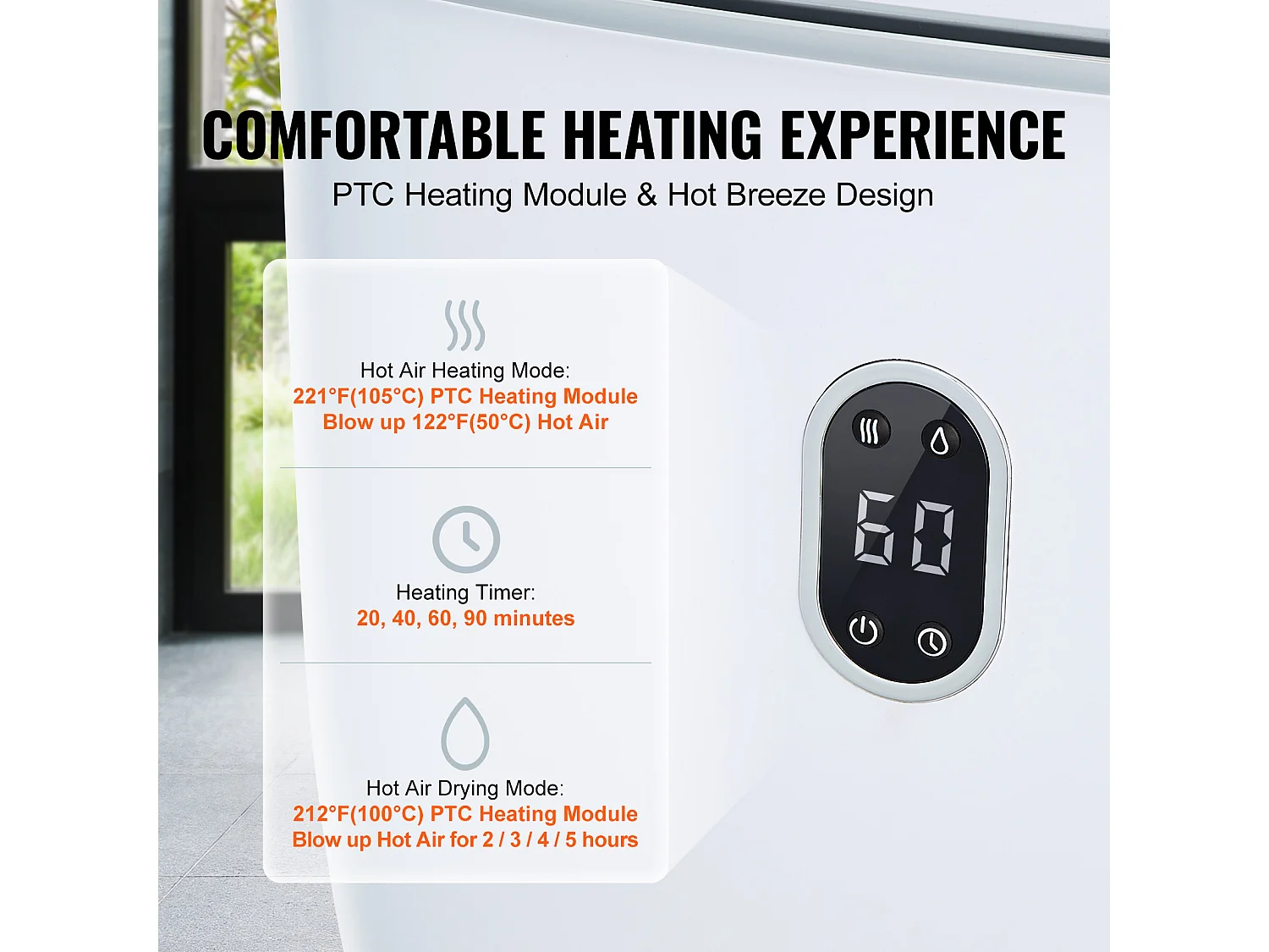 Secador de Toallas SucceBuy, Balde Calentador de Toallas 35L, Pantalla LED, Función Secado, Minutería, Blanco