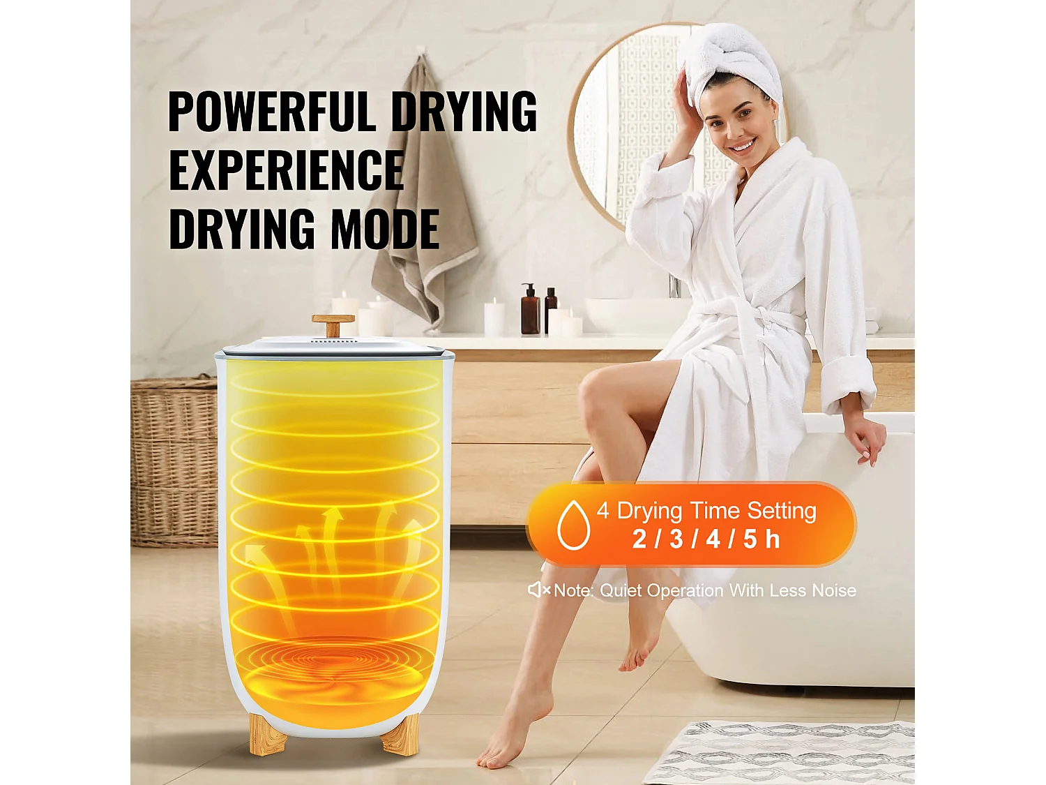 Secador de Toallas SucceBuy, Balde Calentador de Toallas 35L, Pantalla LED, Función Secado, Minutería, Blanco