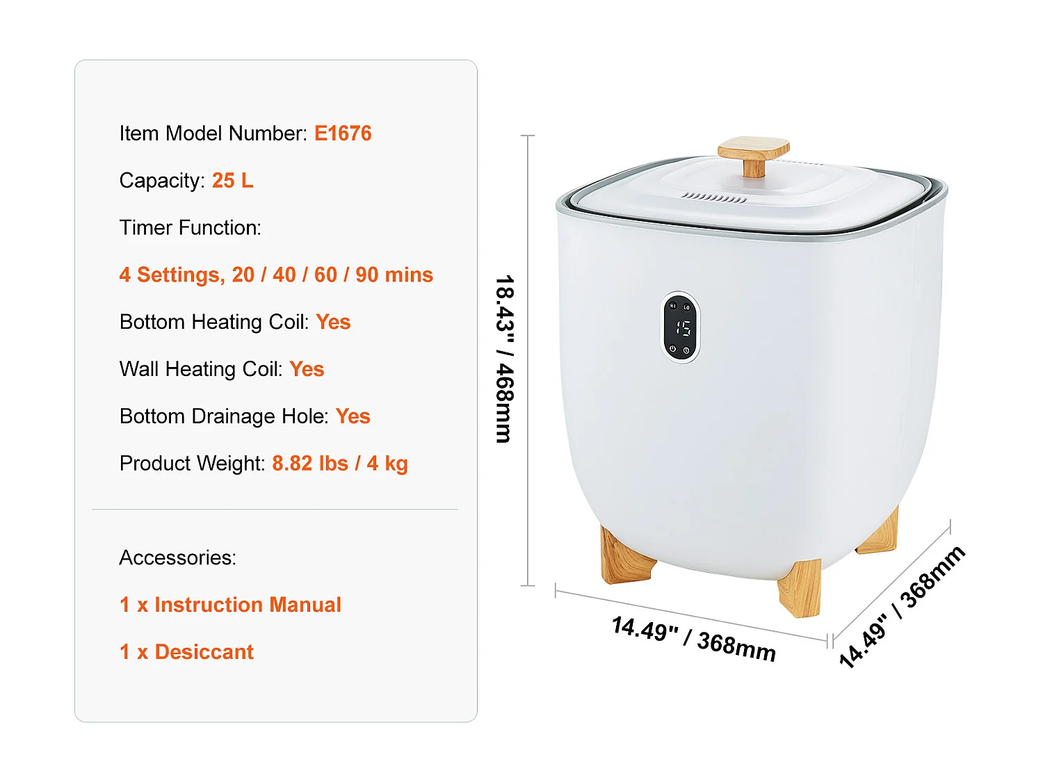 Handdoekdroger SucceBuy, Handdoekverwarmende Bak 25L, LED-scherm, Bodemverwarming, Timer, Wit