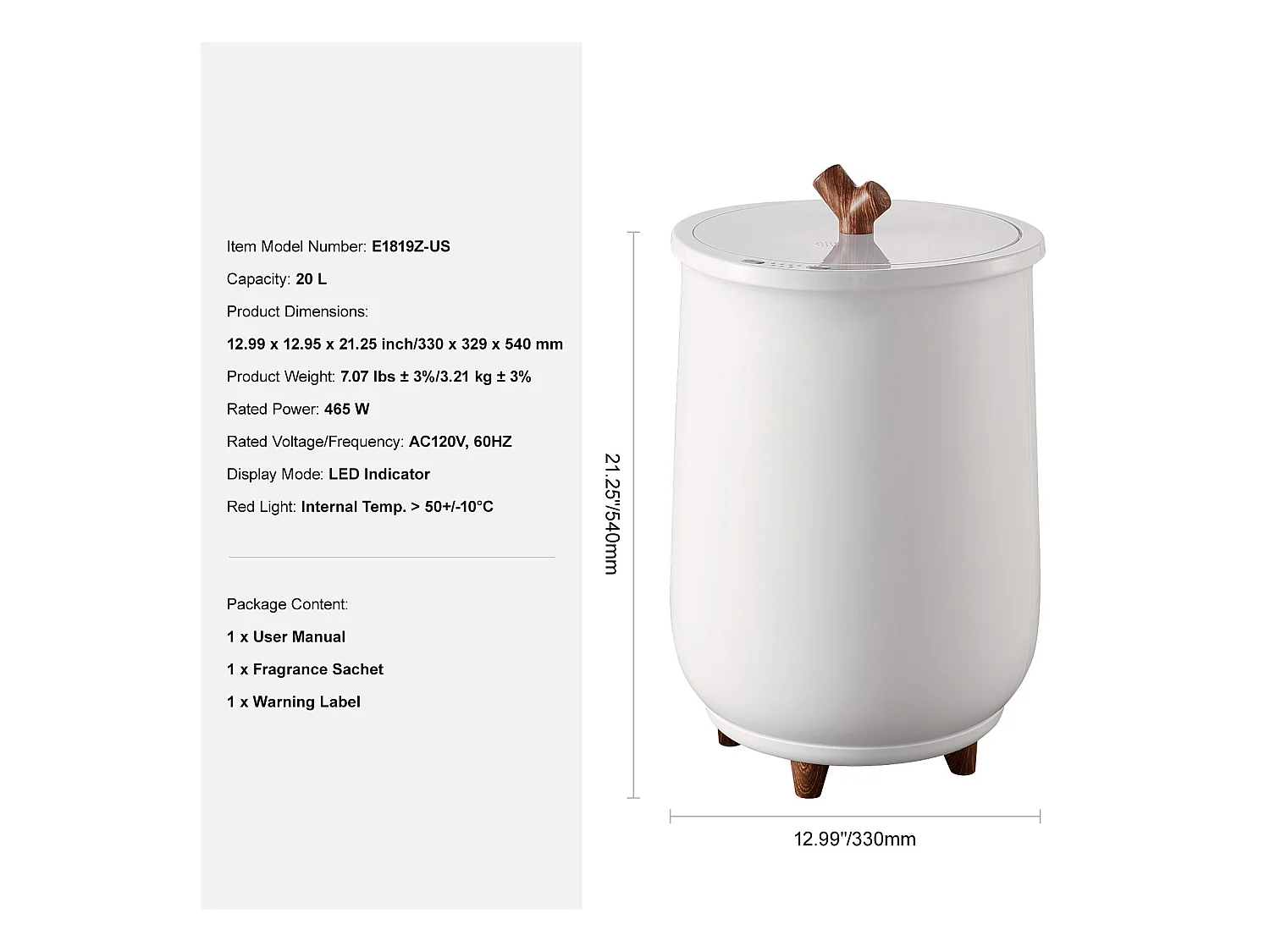 Sèche Serviettes Seau Chauffe Serviette SucceBuy 20L, Grand Radiateur de Salle de Bain avec Lumière LED