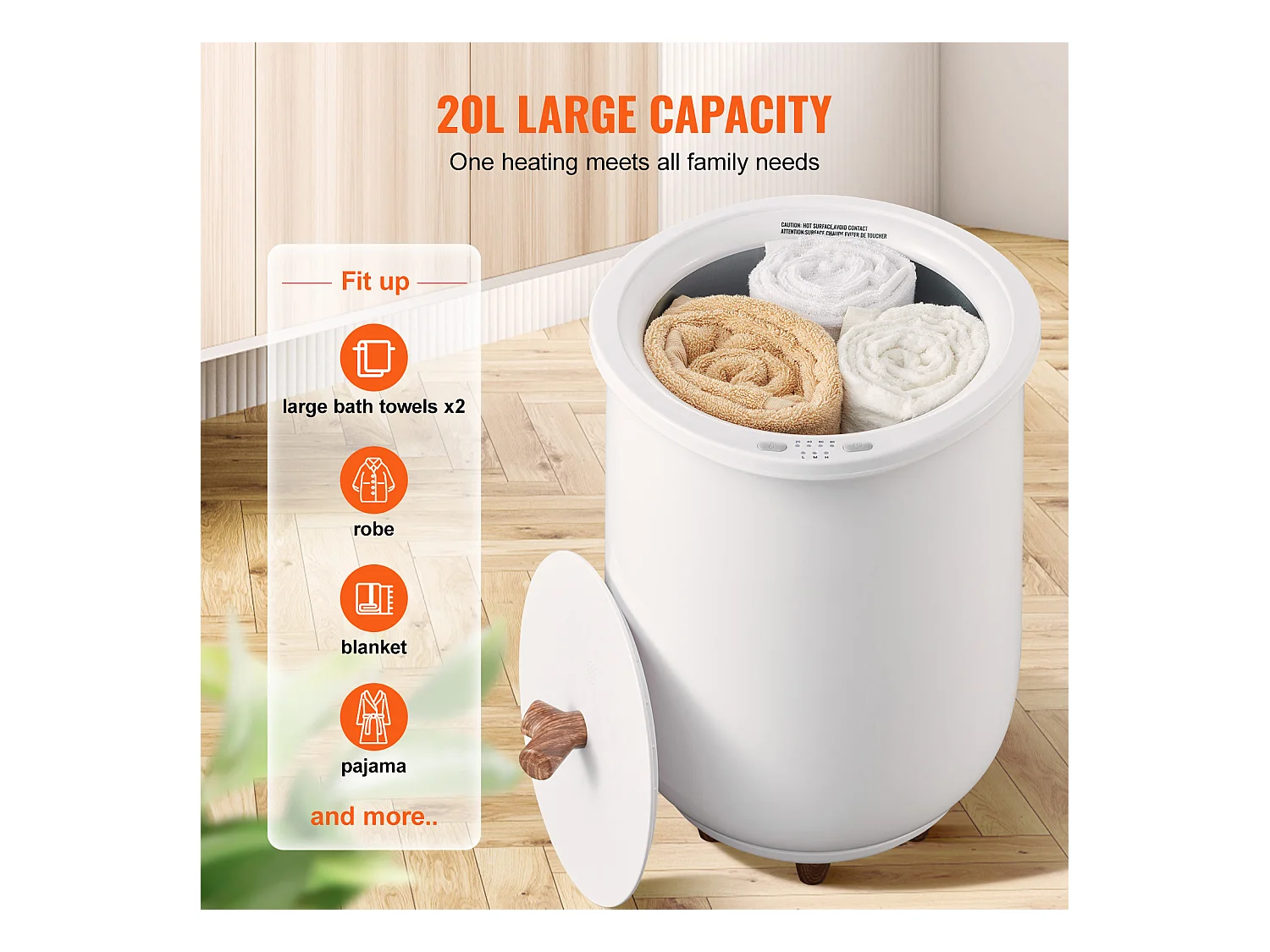 Sèche Serviettes Seau Chauffe Serviette SucceBuy 20L, Grand Radiateur de Salle de Bain avec Lumière LED