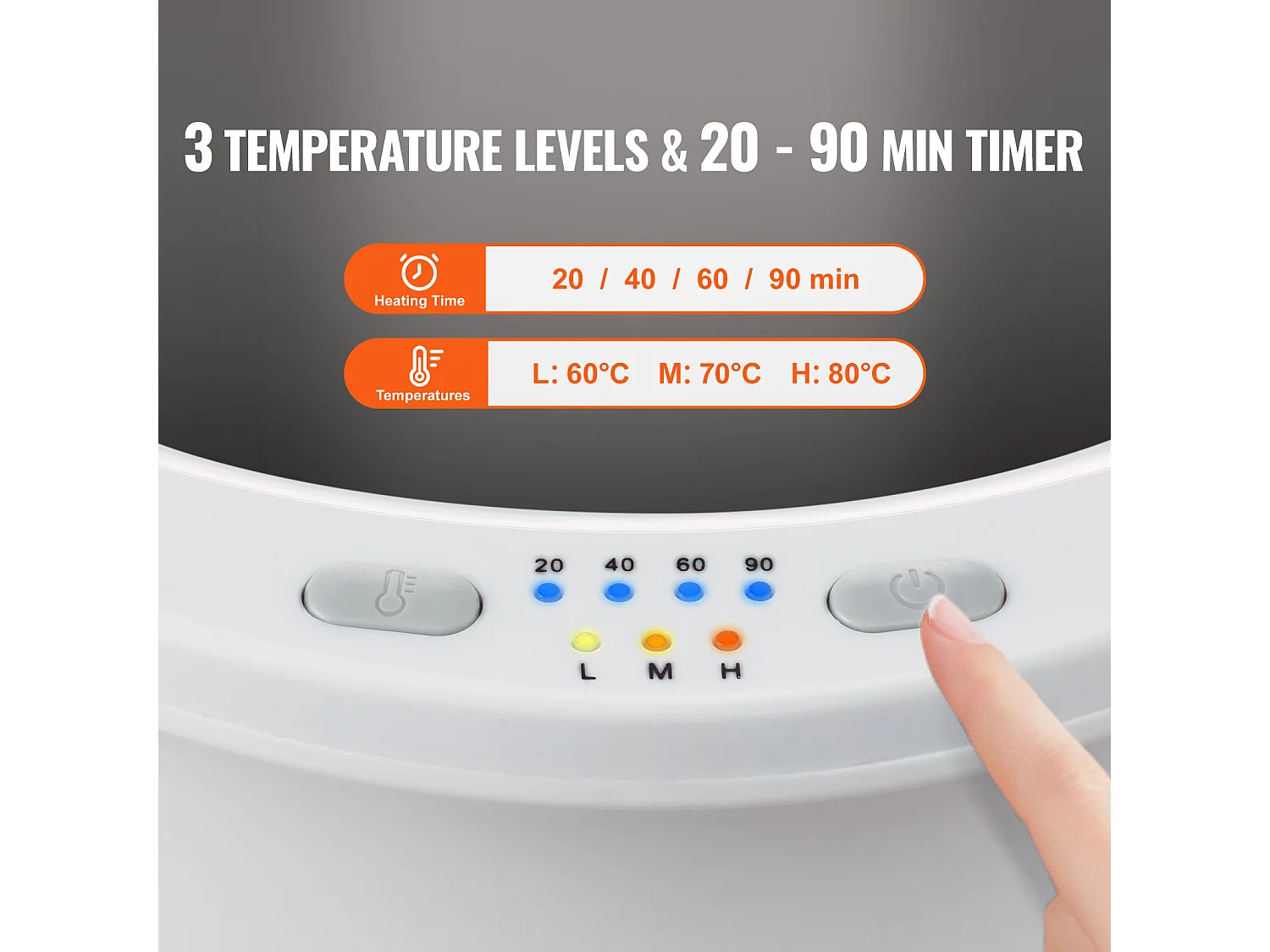 Sèche Serviettes Seau Chauffe Serviette SucceBuy 20L, Grand Radiateur de Salle de Bain avec Lumière LED