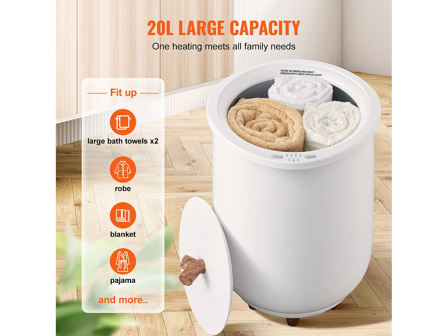 Sèche Serviettes Seau Chauffe Serviette SucceBuy 20L, Grand Radiateur de Salle de Bain avec Lumière LED