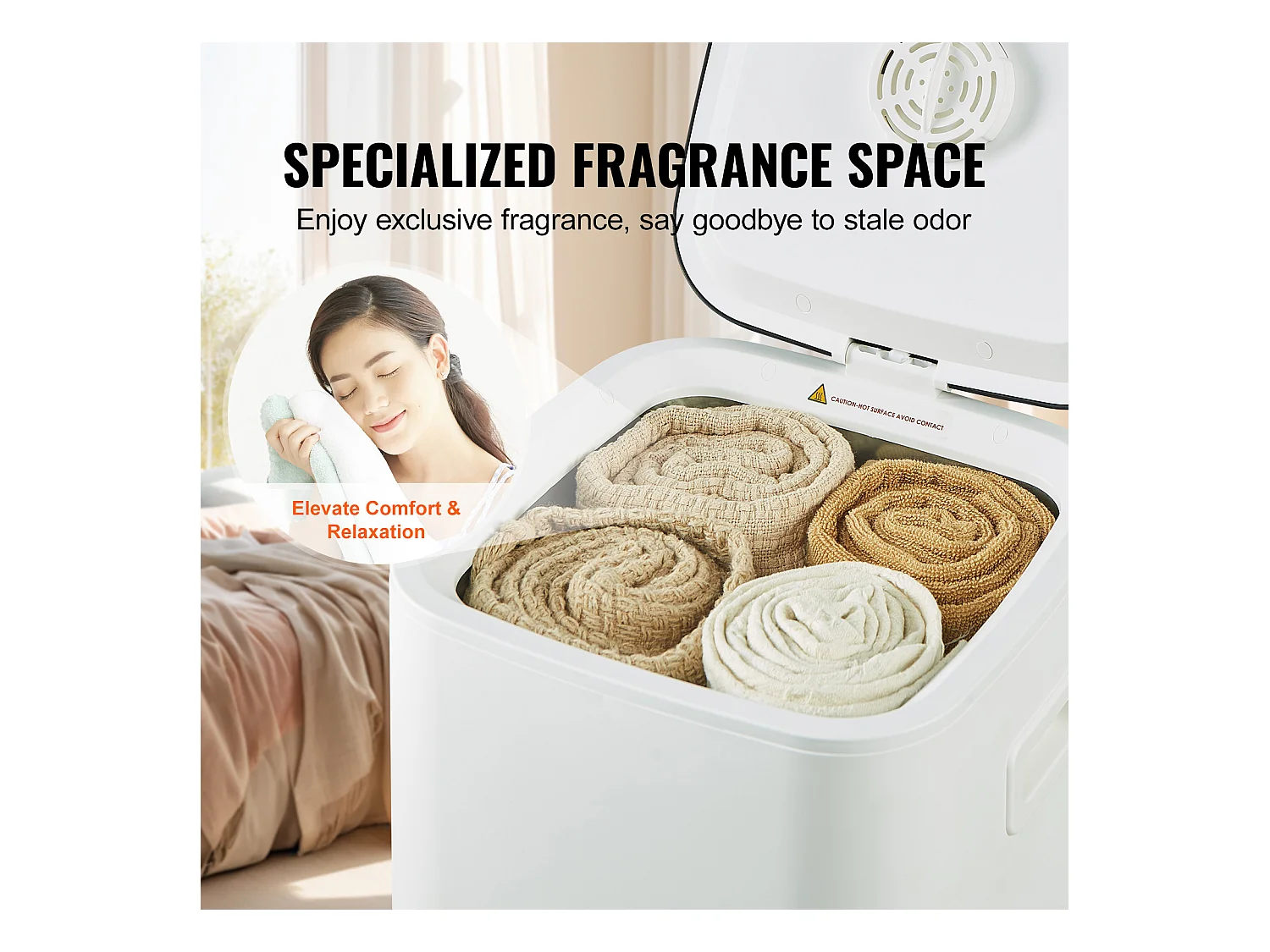 Sèche Serviettes Seau Chauffe Serviette SucceBuy 20L, Écran LED, Lumière en U, Minuterie, Blanc