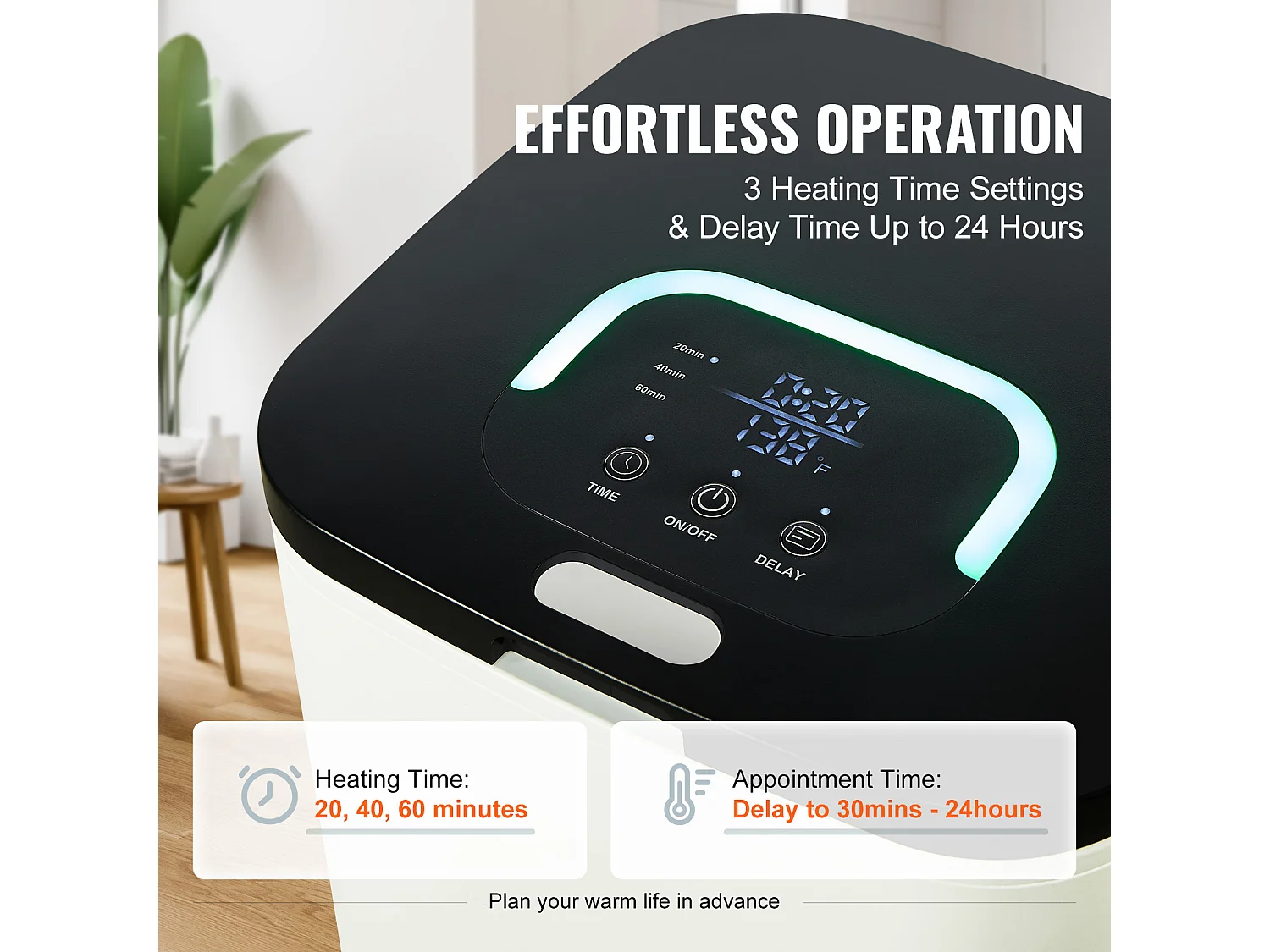 Sèche Serviettes Seau Chauffe Serviette SucceBuy 20L, Écran LED, Lumière en U, Minuterie, Blanc