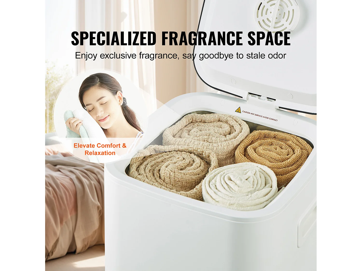 Sèche Serviettes Seau Chauffe Serviette SucceBuy 20L, Écran LED, Lumière en U, Minuterie, Blanc