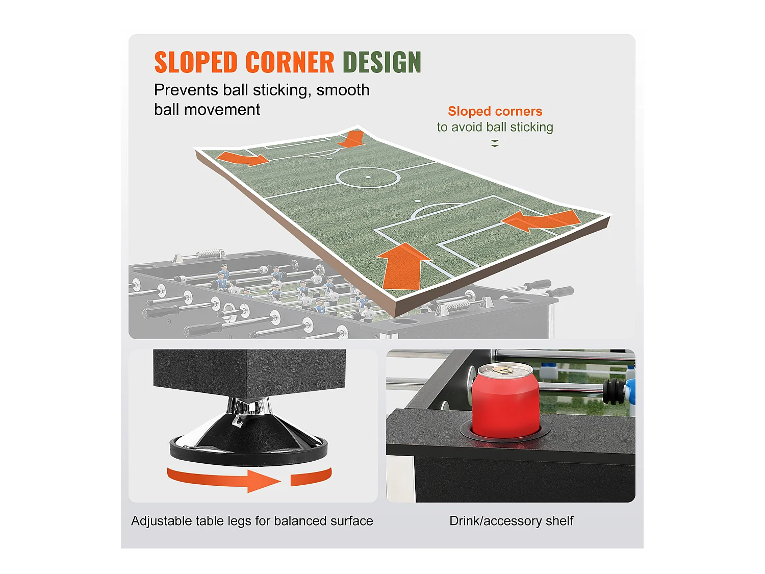 Babyfoot Table de Jeu Football SucceBuy Table de Baby-Foot de 139.7 cm, Jeu de Football Standard pour un Usage Domestique
