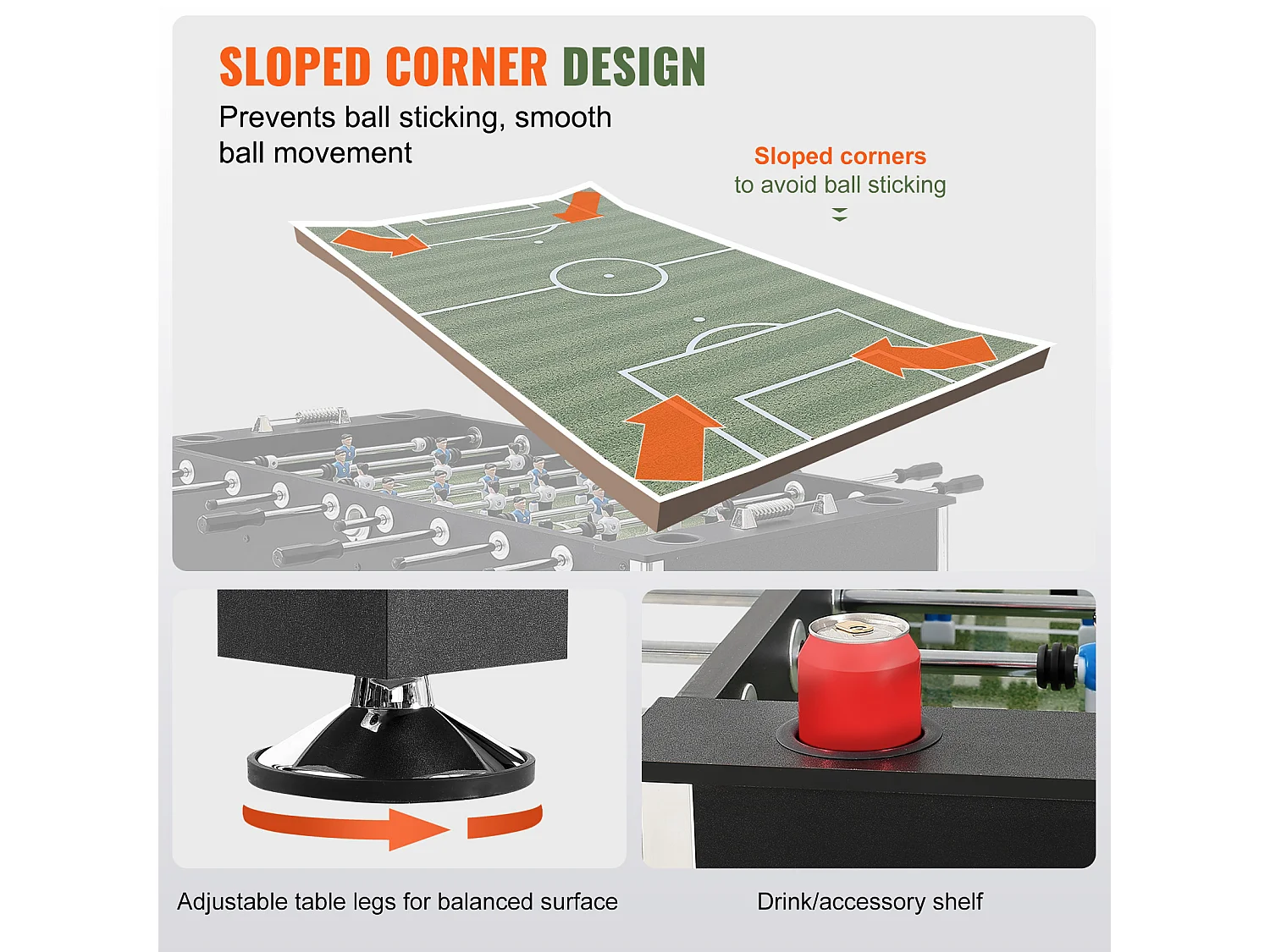 Babyfoot Table de Jeu Football SucceBuy Table de Baby-Foot de 139.7 cm, Jeu de Football Standard pour un Usage Domestique