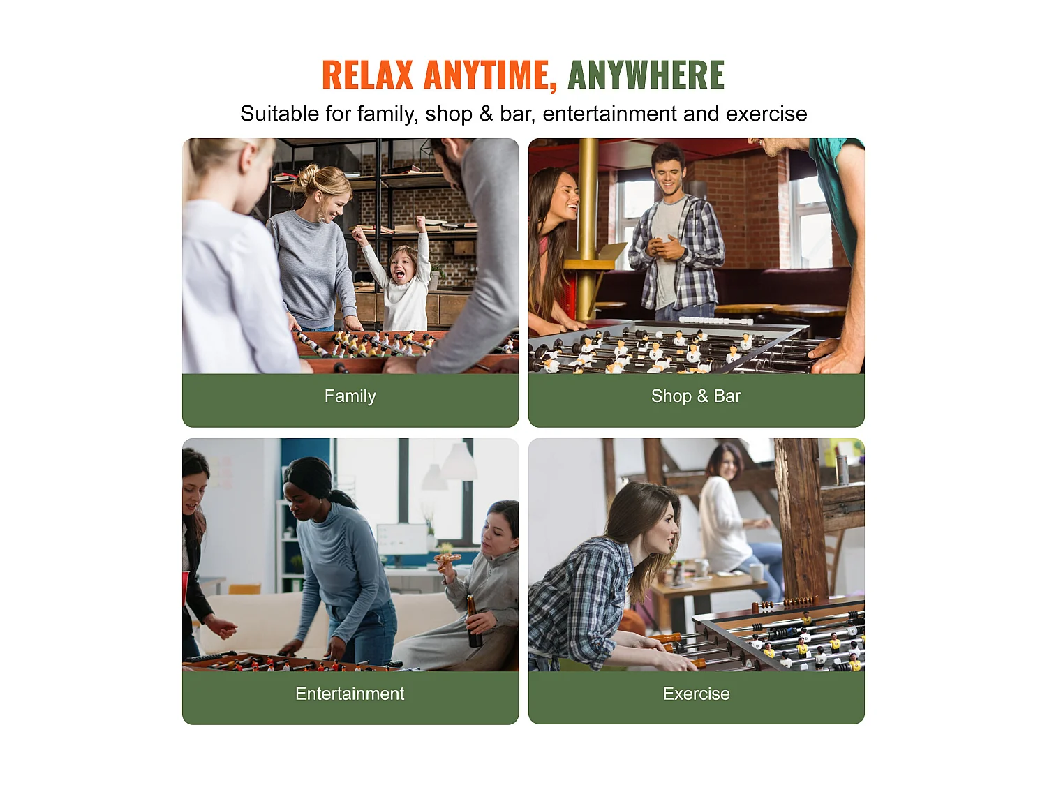 Babyfoot Table de Jeu Football SucceBuy Table de Baby-Foot de 139.7 cm, Jeu de Football Standard pour un Usage Domestique