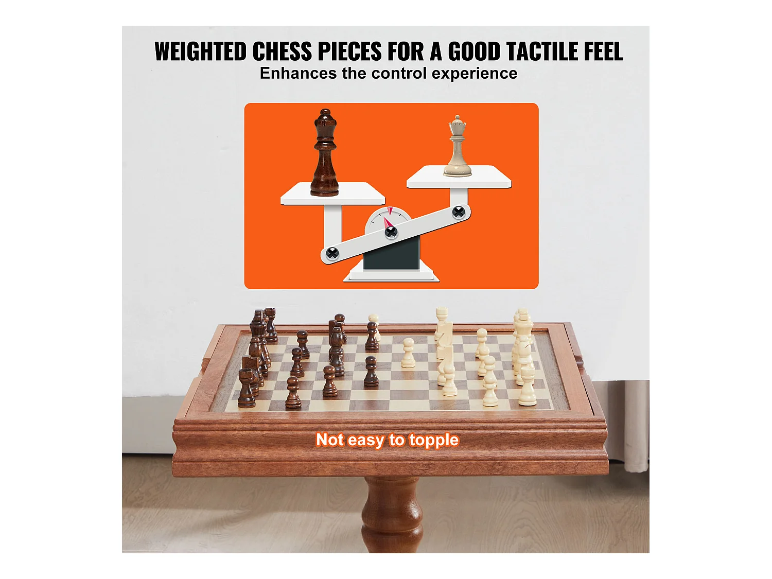 Jeu d'Échec, SucceBuy Ensemble de Meubles de Table de Jeu d'Échec et de Backgammon 3-EN-1 45,7 cm