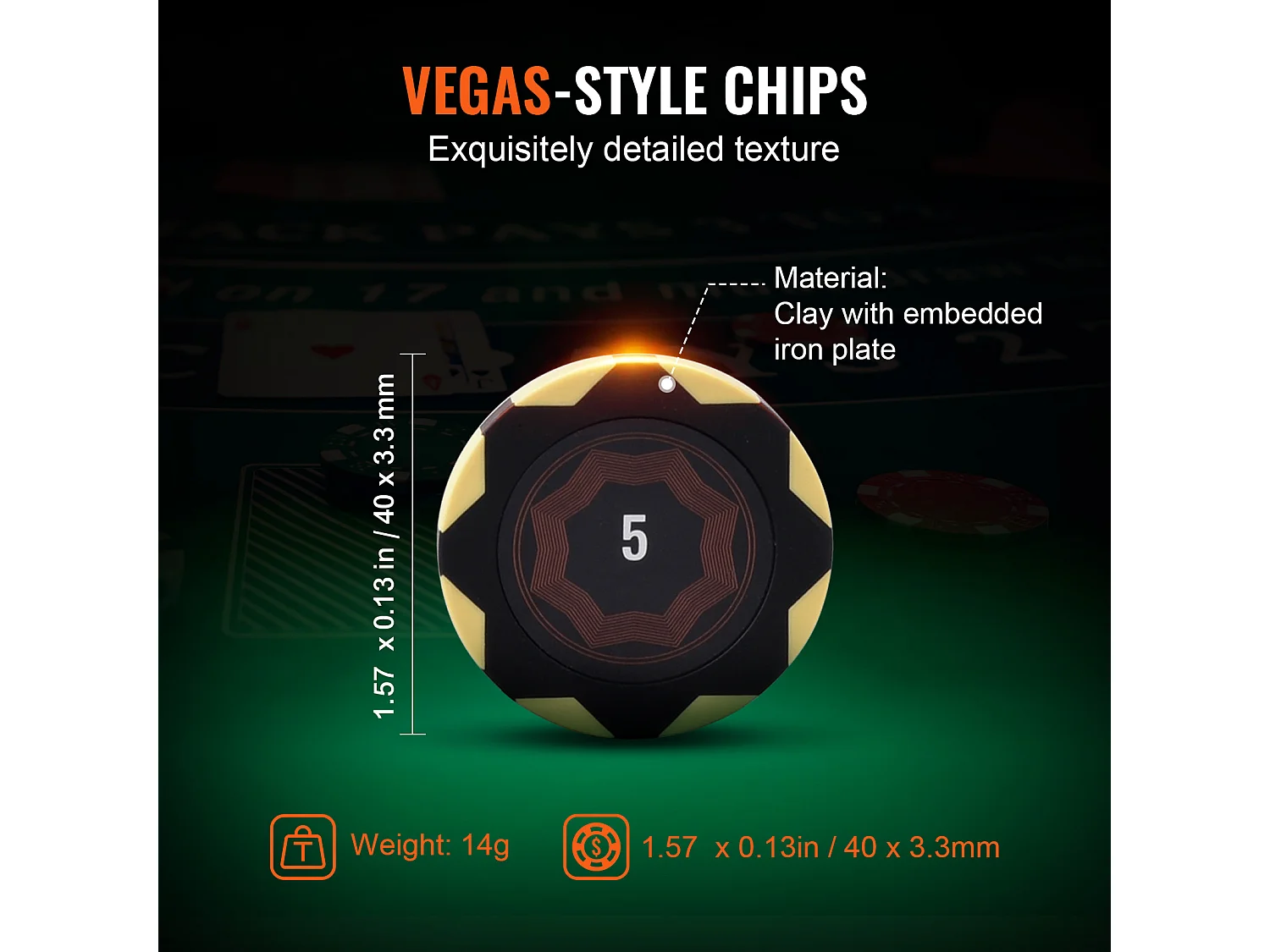 Mallette de Poker, SucceBuy Jeu de Jetons de Poker de 500 Pièces avec Étui, Jetons de 14 g pour Texas Holdem