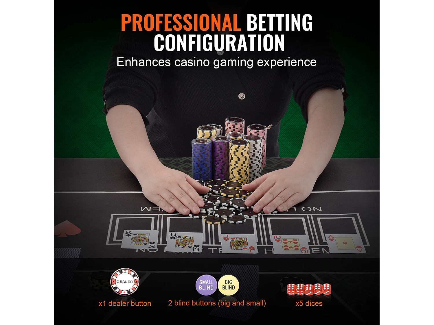 Mallette de Poker, SucceBuy Jeu de Jetons de Poker de 500 Pièces avec Étui, Jetons de 14 g pour Texas Holdem