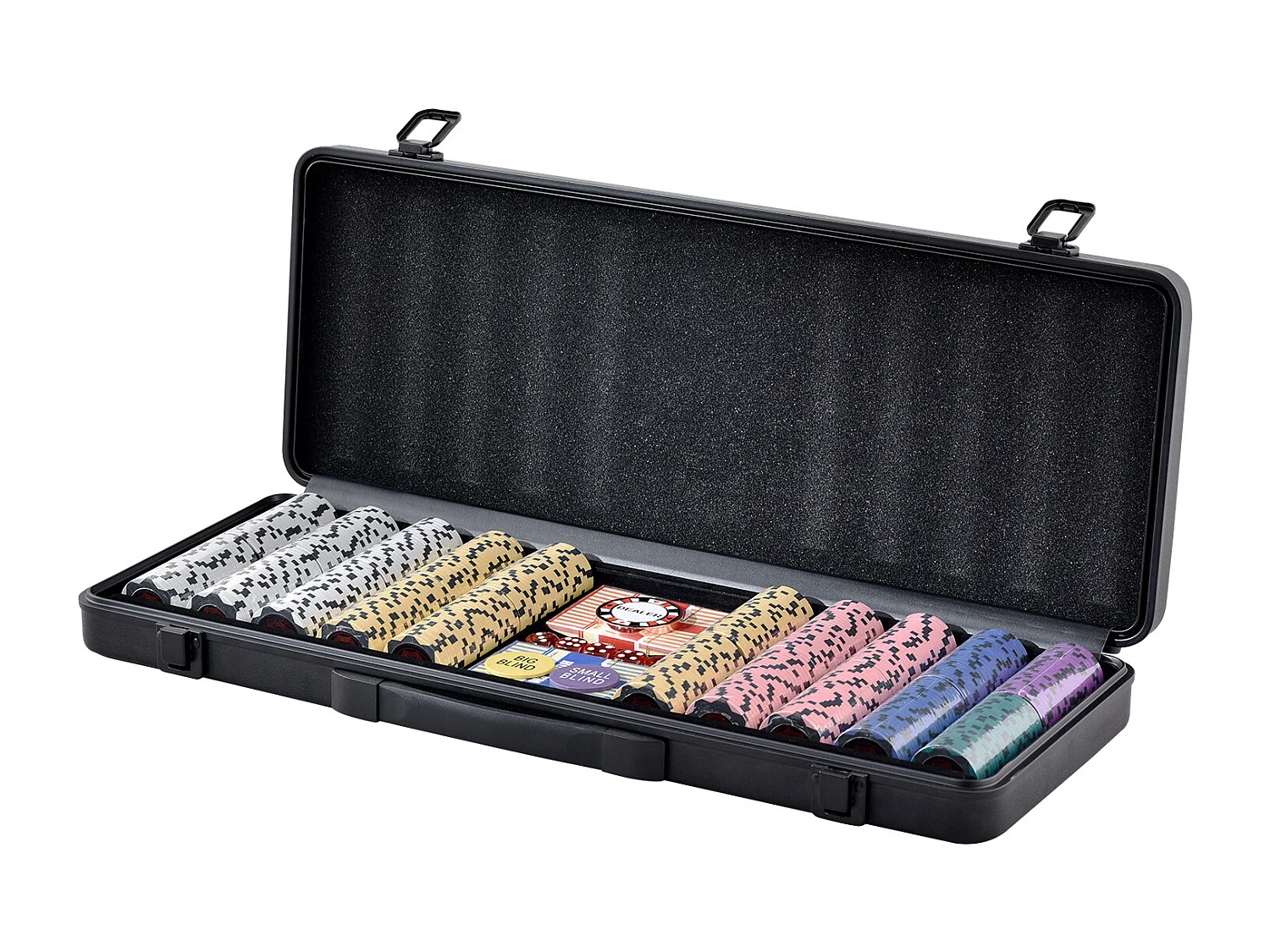 Mallette de Poker, SucceBuy Jeu de Jetons de Poker de 500 Pièces avec Étui, Jetons de 14 g pour Texas Holdem