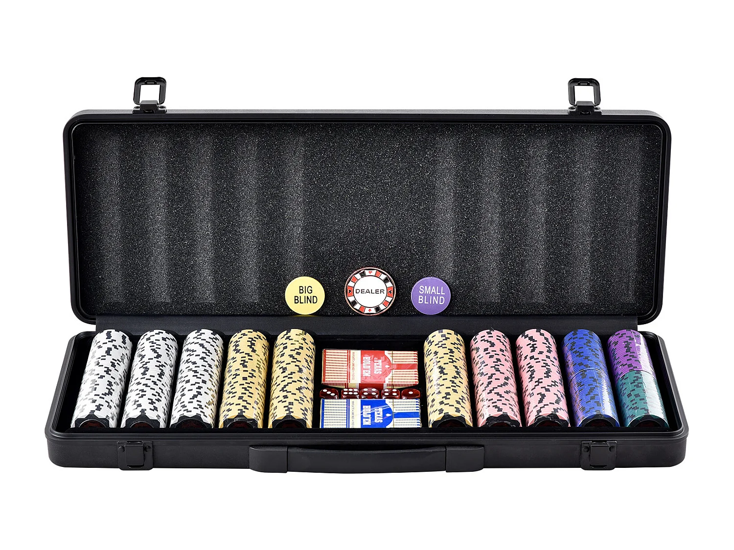 Mallette de Poker, SucceBuy Jeu de Jetons de Poker de 500 Pièces avec Étui, Jetons de 14 g pour Texas Holdem