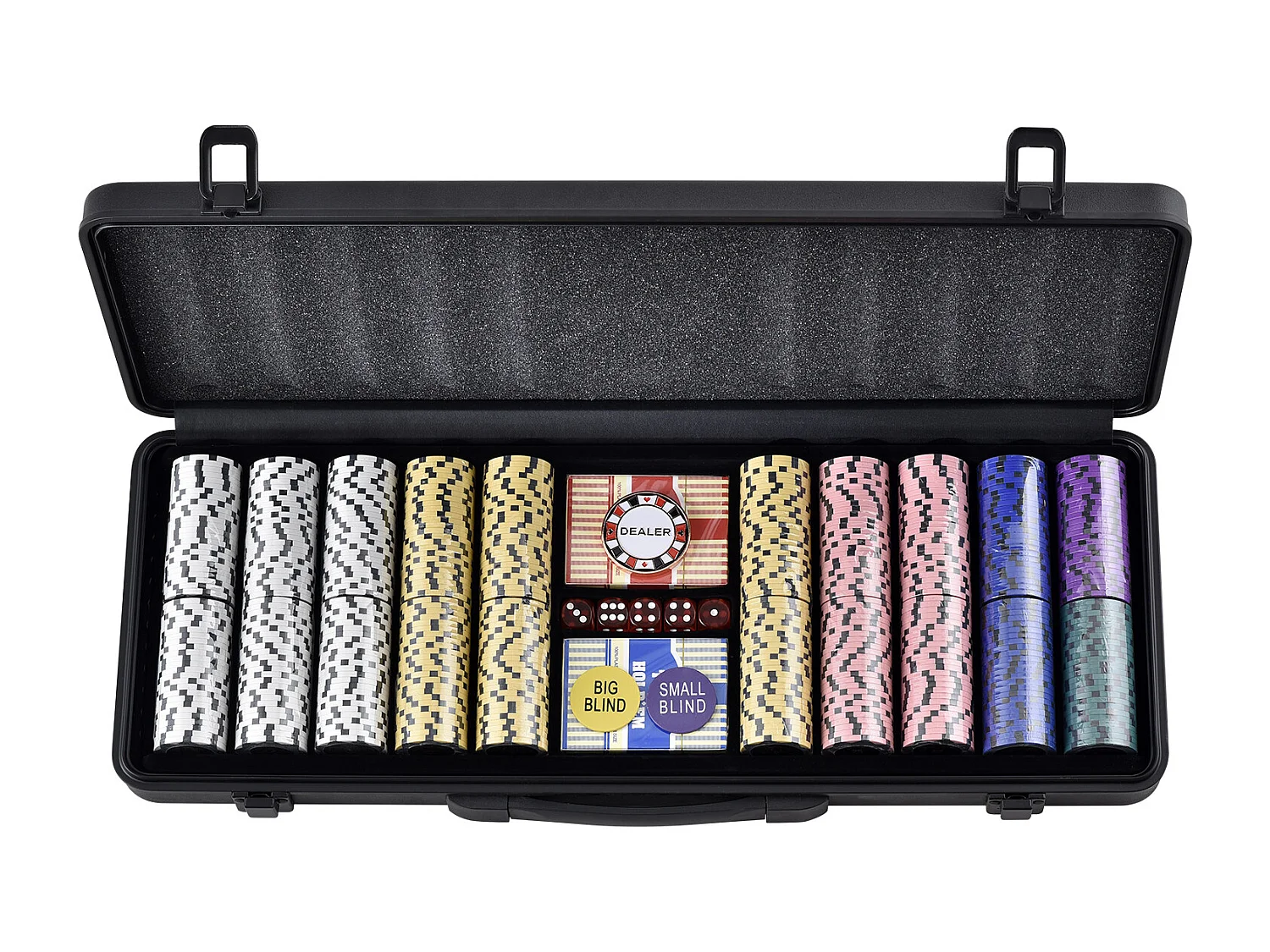 Mallette de Poker, SucceBuy Jeu de Jetons de Poker de 500 Pièces avec Étui, Jetons de 14 g pour Texas Holdem