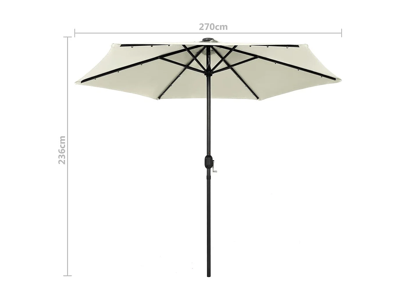 Parasol droit Ø 270 cm avec LED
