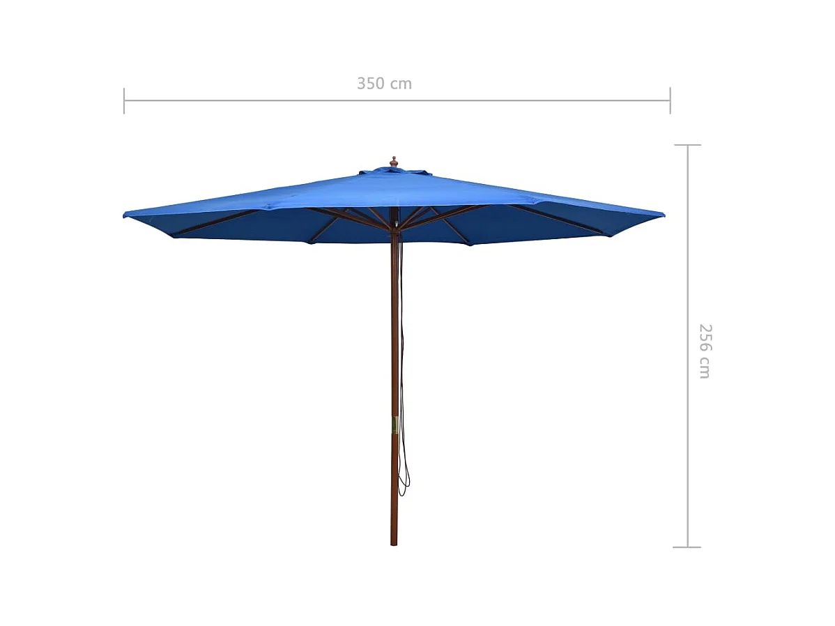 Parasol droit avec mât en bois Ø 350 cm