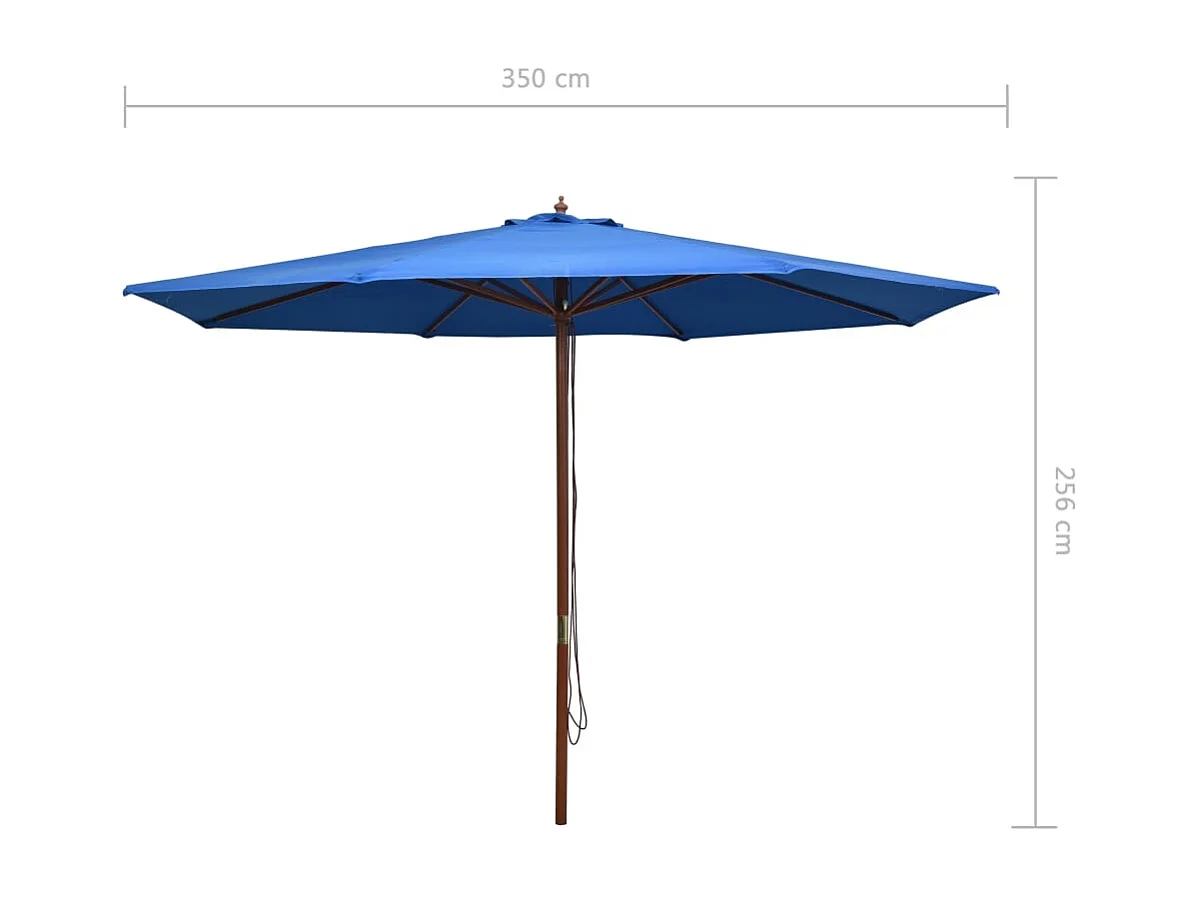 Parasol droit avec mât en bois Ø 350 cm