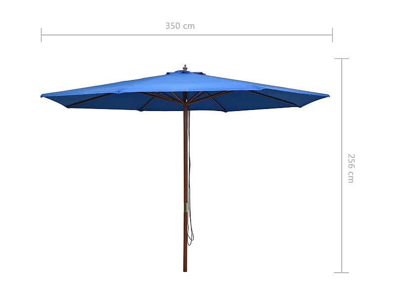 Parasol droit avec mât en bois Ø 350 cm