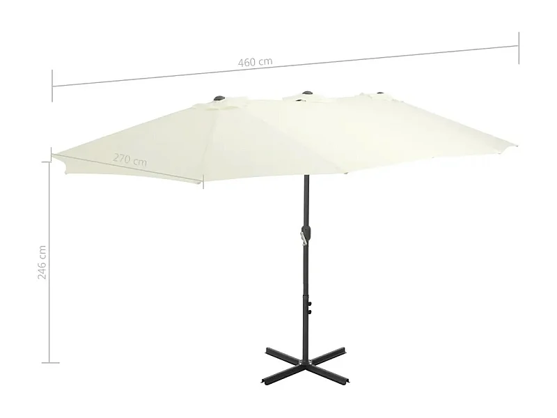 Parasol d'extérieur double toit et poteau en aluminium