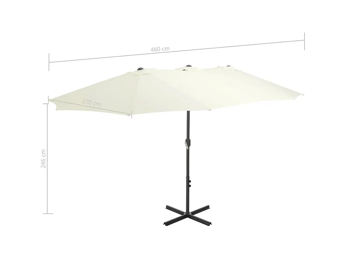 Parasol d'extérieur double toit et poteau en aluminium