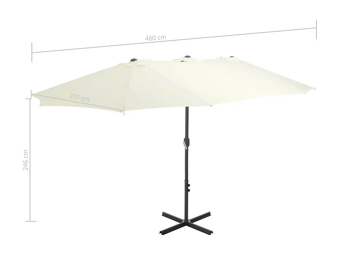 Parasol d'extérieur double toit et poteau en aluminium