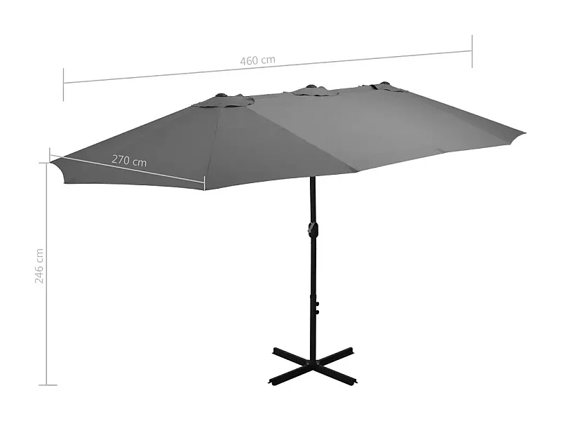 Parasol d'extérieur double toit et poteau en aluminium