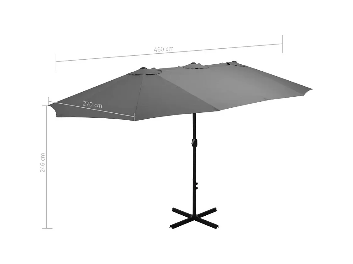 Parasol d'extérieur double toit et poteau en aluminium