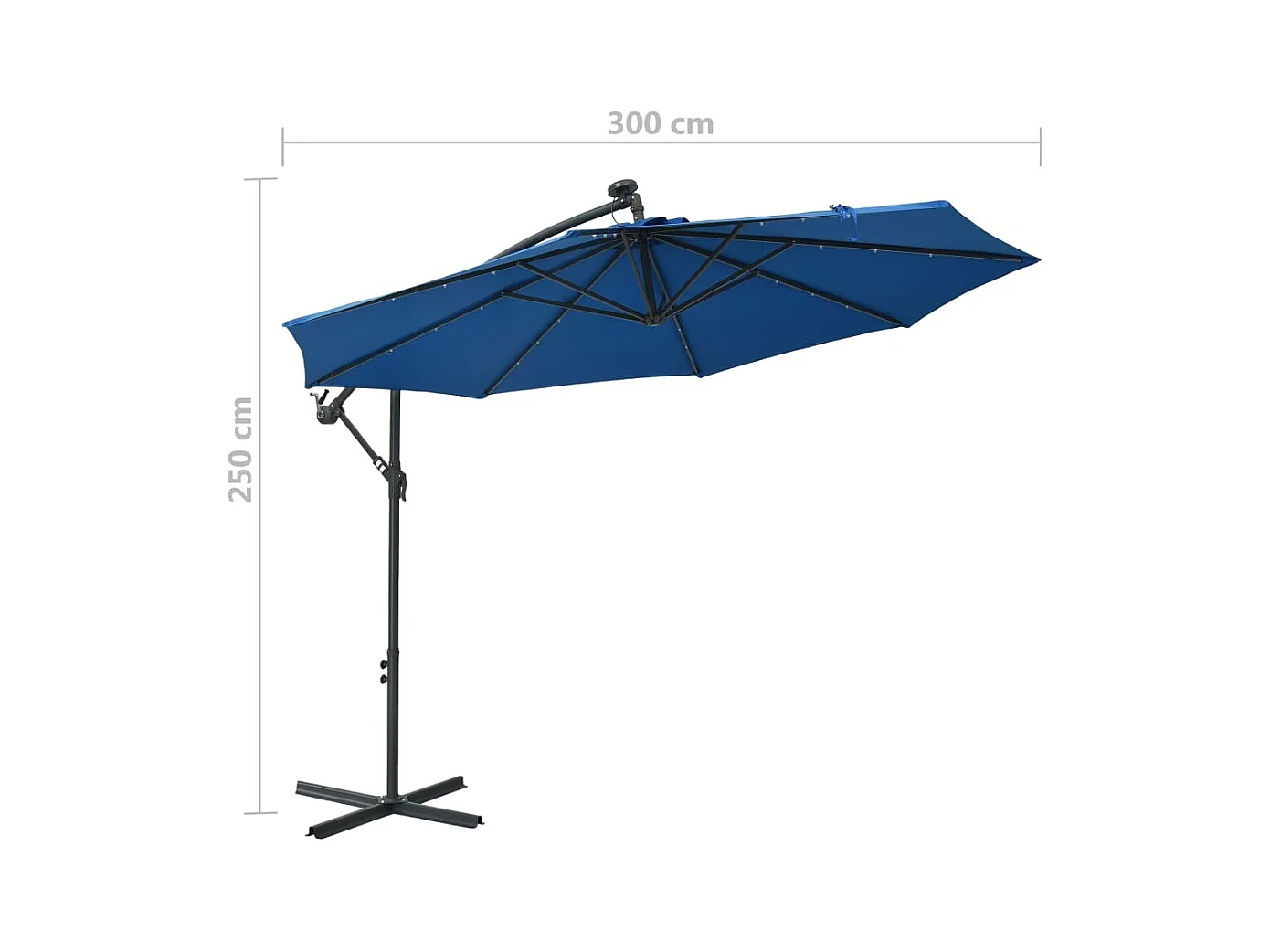 Parasol déporté Ø 300 cm avec éclairage LED