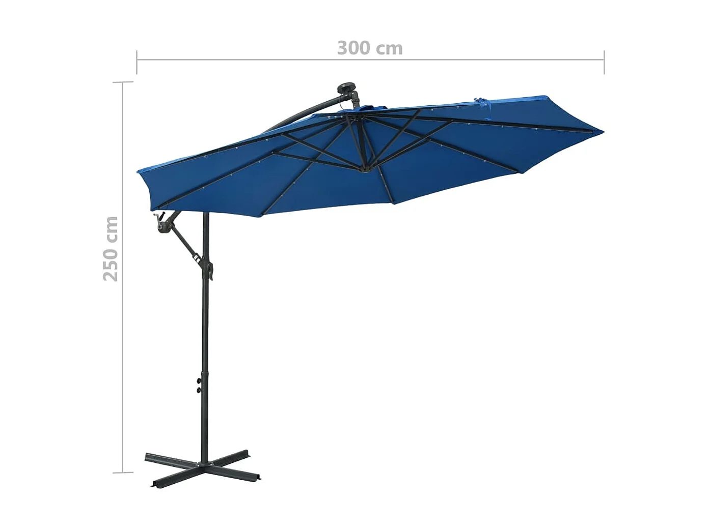 Parasol déporté Ø 300 cm avec éclairage LED