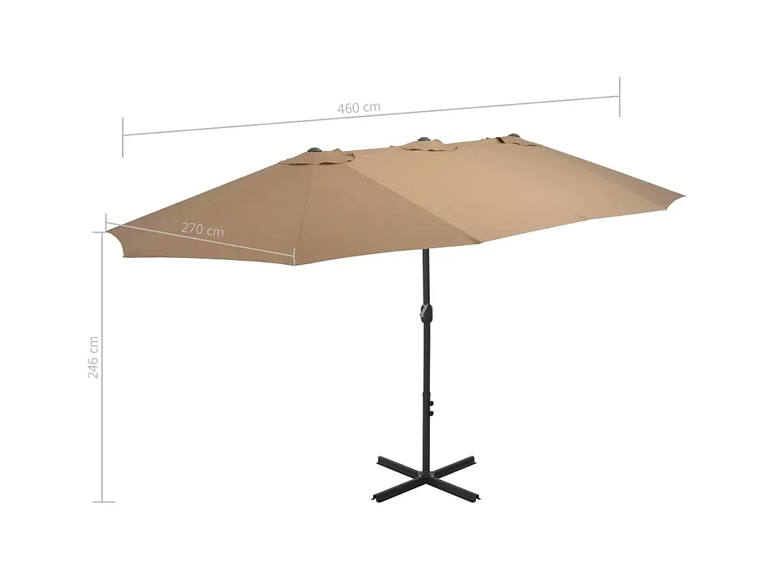 Parasol d'extérieur double toit et poteau en aluminium