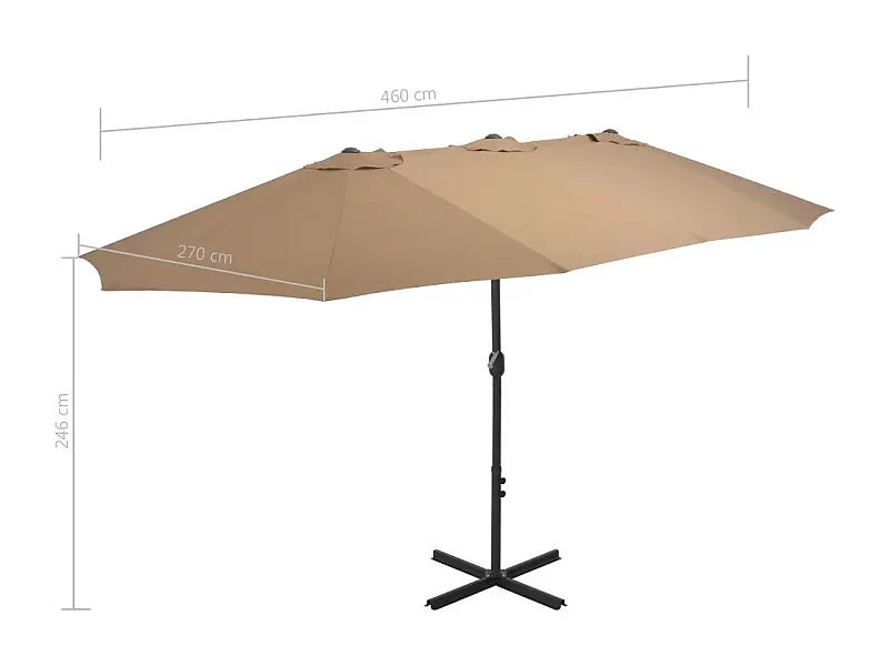 Parasol d'extérieur double toit et poteau en aluminium