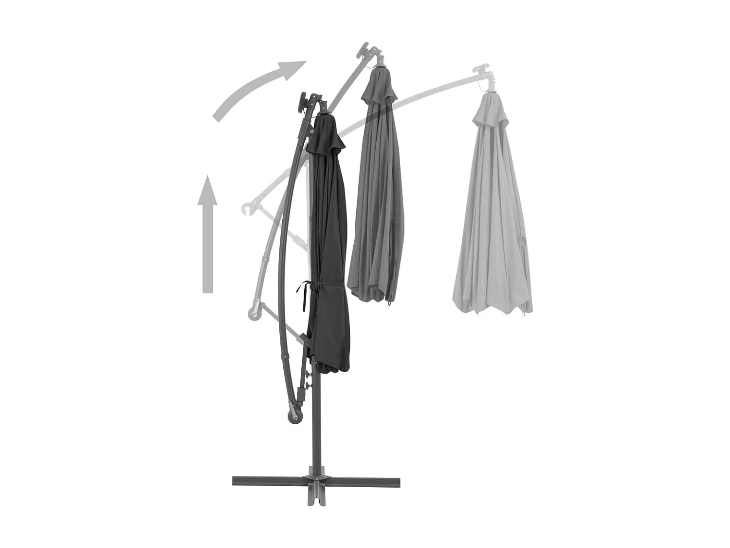 Parasol déporté Ø 300 cm avec éclairage LED