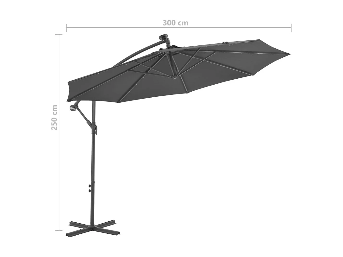 Parasol déporté Ø 300 cm avec éclairage LED