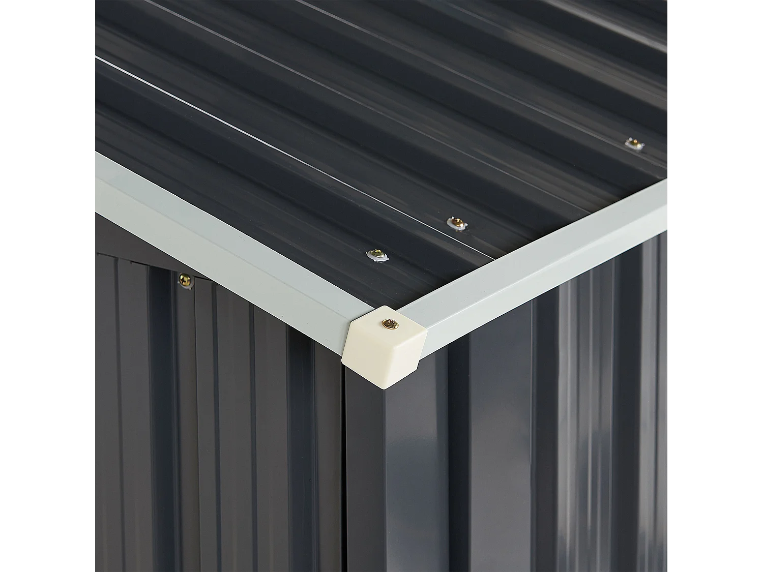 Gerätehaus Metall grau mit Holzunterstand Pultdach Tür 270 cm Modern Aosta