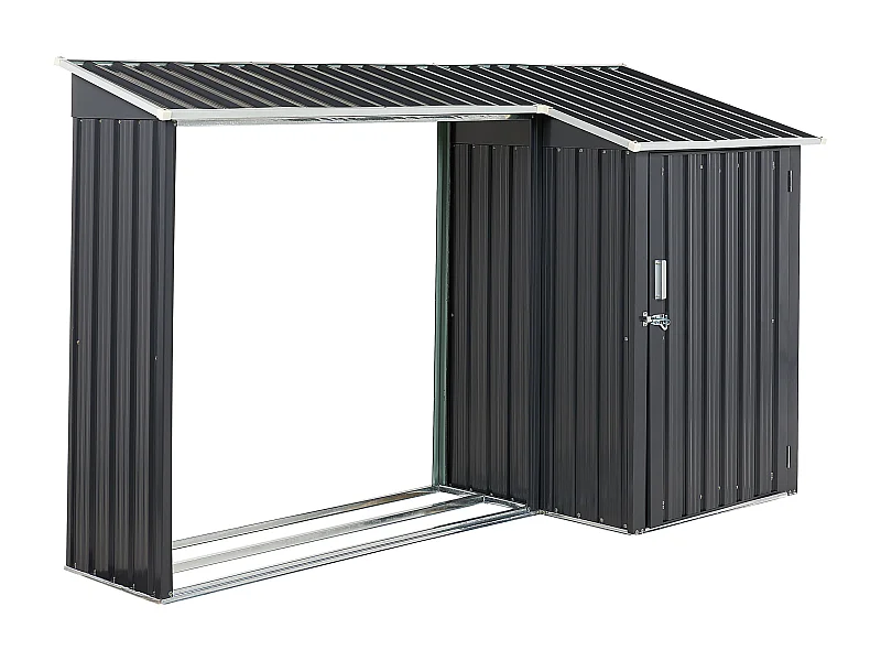 Gereedschapsschuur met houten overkapping AOSTA Metaal 270 cm 105 cm Zwart