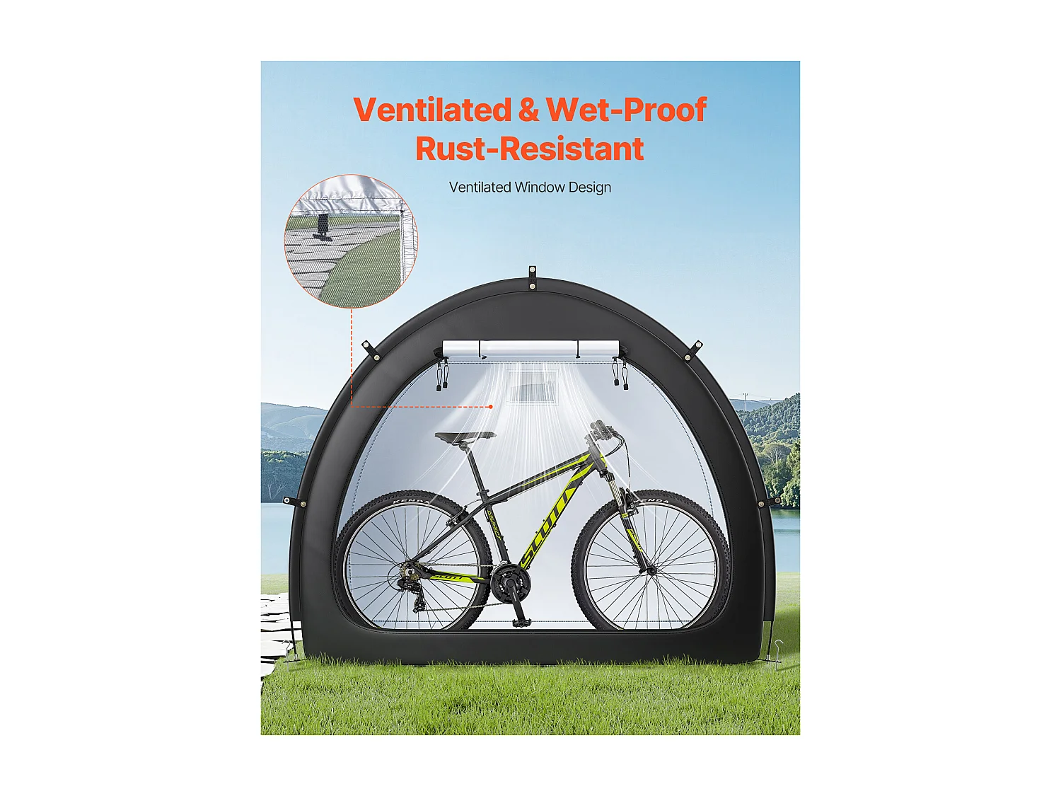 Abri à Vélo SucceBuy Tente de Rangement pour Vélos d'Extérieur, Abri de Jardin Étanche en Forme d'Éventail pour 4 à 5 Vélos