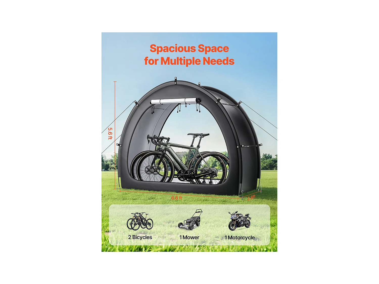 Abri à vélo Tente de Rangement Extérieure étanche pour Vélos SucceBuy pour 1 à 2 vélos - Conception en Forme d'éventail