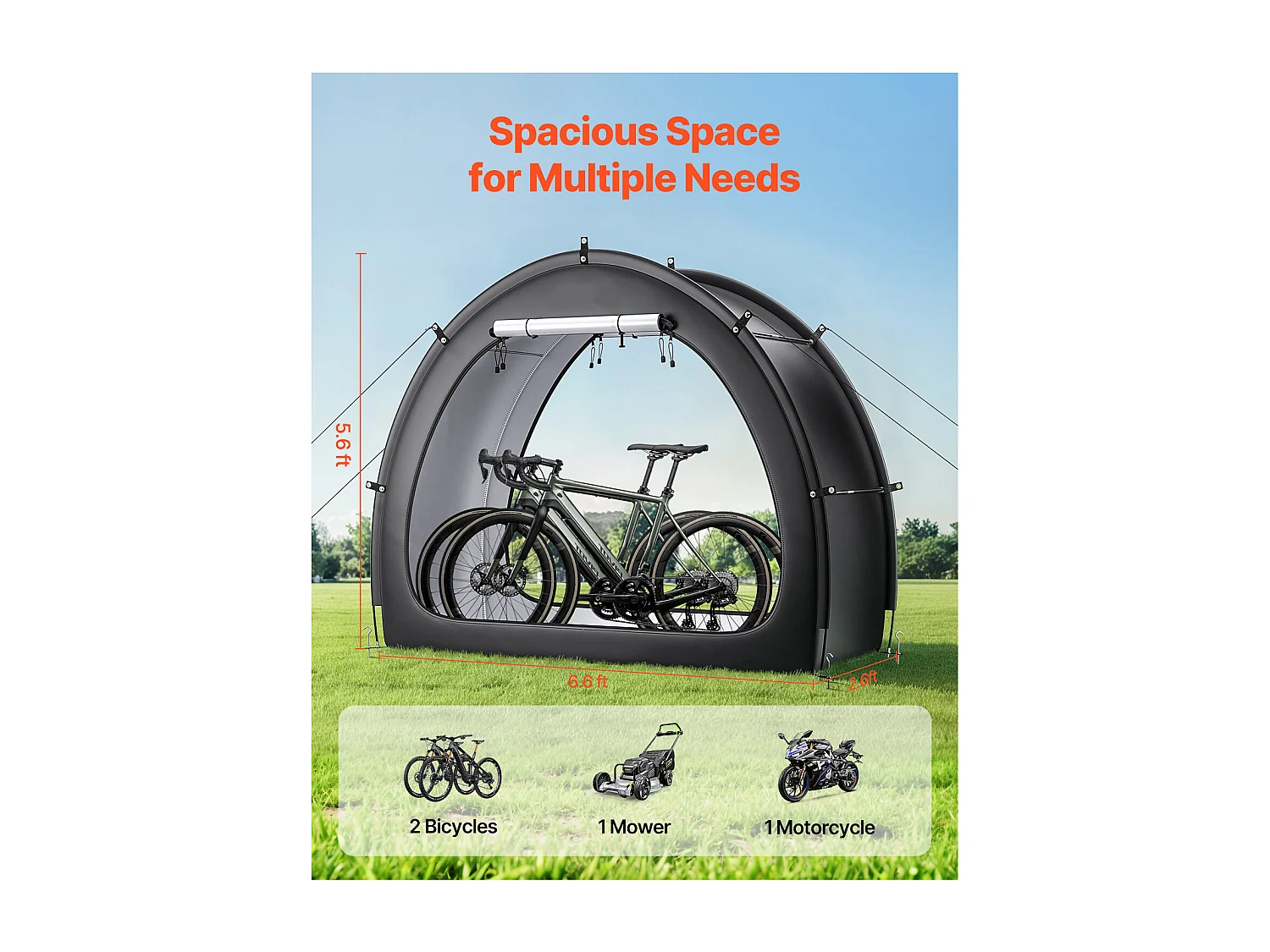 Abri à vélo Tente de Rangement Extérieure étanche pour Vélos SucceBuy pour 1 à 2 vélos - Conception en Forme d'éventail