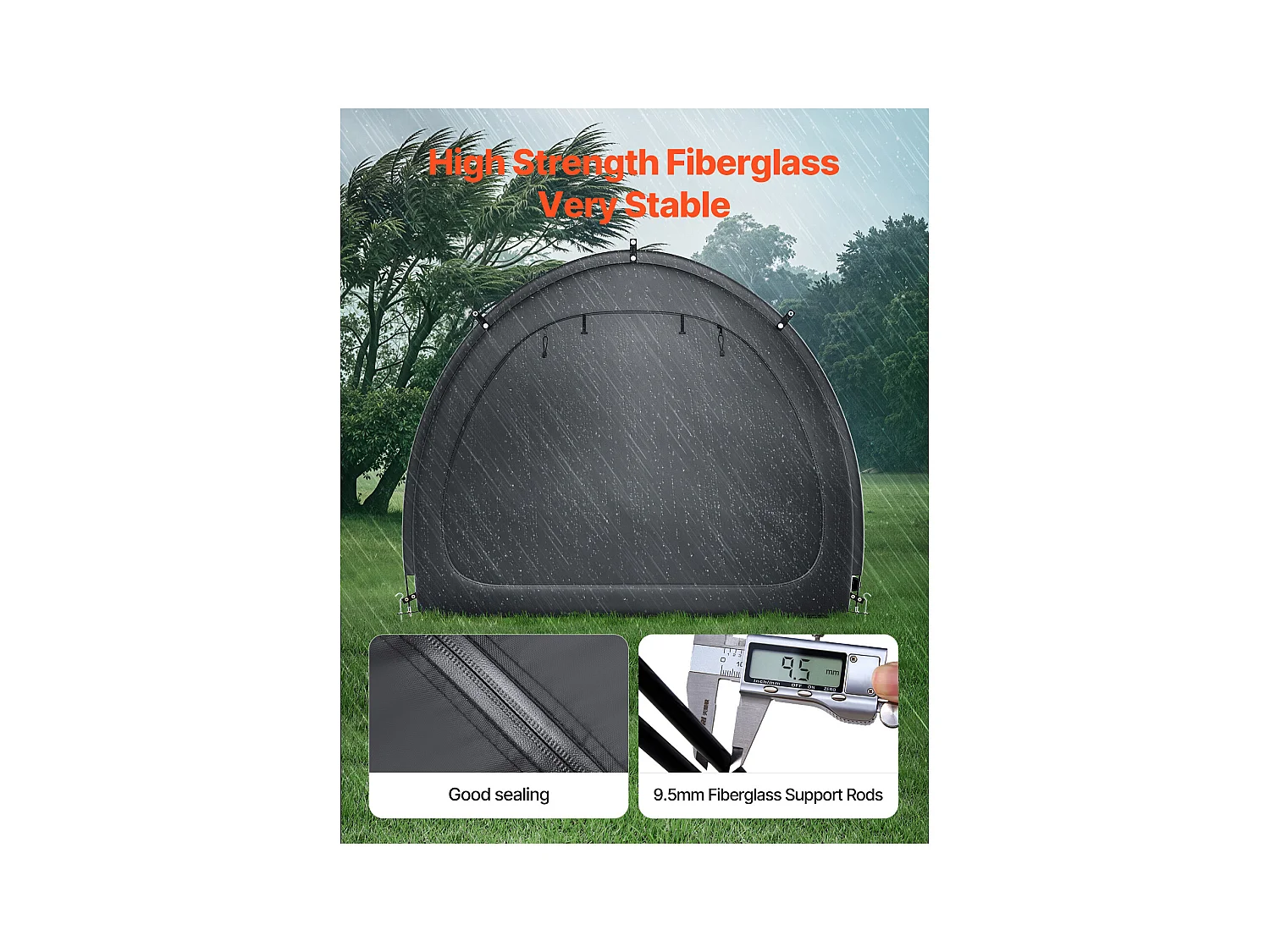 Abri à Vélo SucceBuy Tente de Rangement pour Vélos d'Extérieur, Double Porte en Éventail pour 4 à 5 Vélos