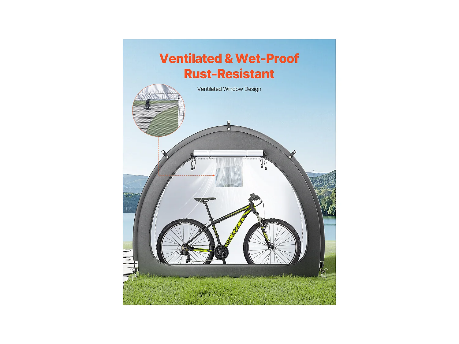 Abri à Vélo SucceBuy Tente de Rangement pour Vélos d'Extérieur, Double Porte en Éventail pour 4 à 5 Vélos