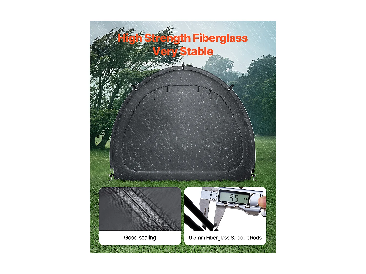 Abri à Vélo SucceBuy Tente de Rangement pour Vélos d'Extérieur, Double Porte en Éventail pour 4 à 5 Vélos