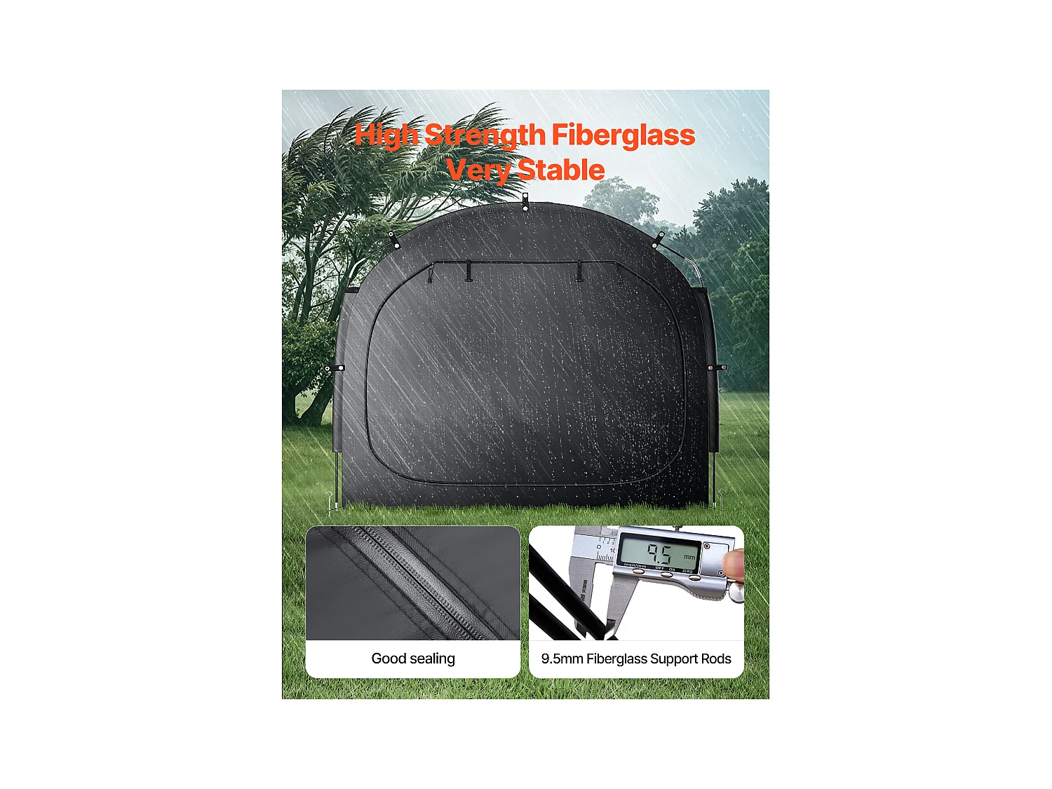 Abri à Vélo SucceBuy Abri à Vélo pour 5 Vélos, Tente de Rangement Spacieuse et Imperméable, Avec Fenêtre Ventilée, Poteaux en Fibre de Verre Robuste