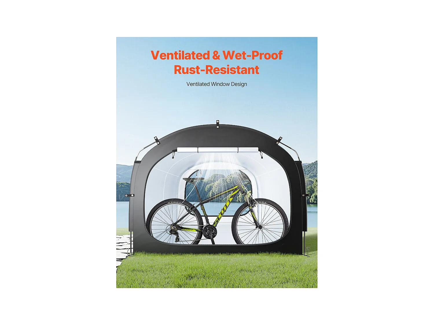 Abri à Vélo SucceBuy Abri à Vélo pour 5 Vélos, Tente de Rangement Spacieuse et Imperméable, Avec Fenêtre Ventilée, Poteaux en Fibre de Verre Robuste